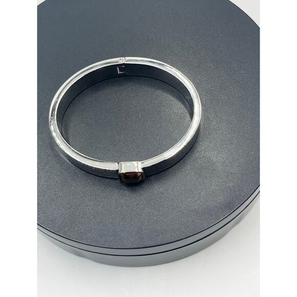 Michael Kors Urban Rush Silver Hinged Square Cut Center‎ Stone Bangle Bracelet - Picture 11 of 12